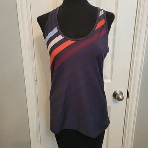 Tory Sport Navy and Multicolor Striped Tank Top